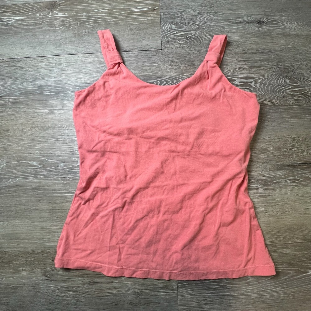 Tribal Tank Top Womens Medium Coral Pink Knot Strap Built-in Shelf Bra 44150-330